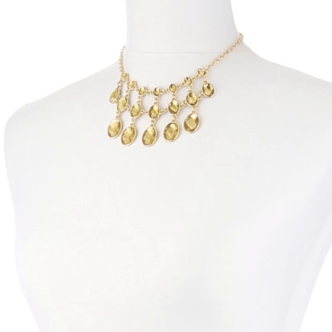 2028 Jewelry Three Row Oval Faceted Stone Bib Necklace 16" + 3" Extender