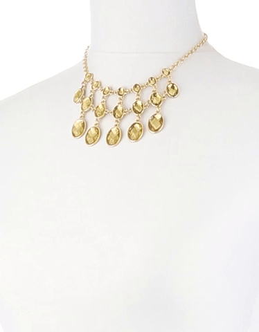 2028 Jewelry Three Row Oval Faceted Stone Bib Necklace 16" + 3" Extender