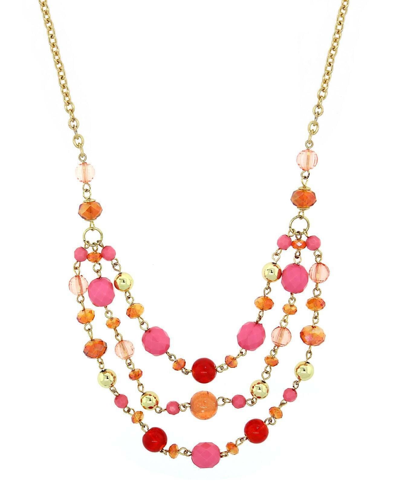 2028 Jewelry Lux Cut Crystal Beaded 3-Strand Necklace 16" + 3" Extender