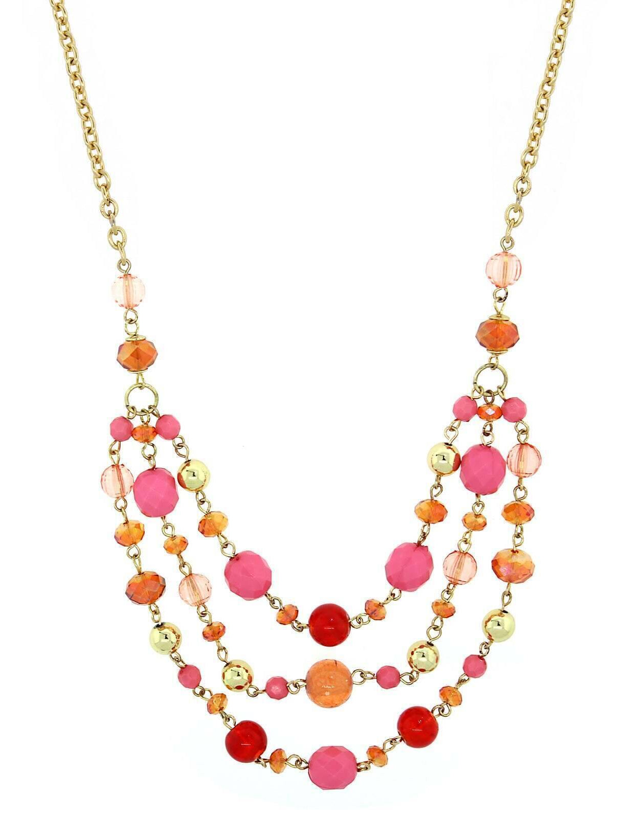 2028 Jewelry Lux Cut Crystal Beaded 3-Strand Necklace 16" + 3" Extender