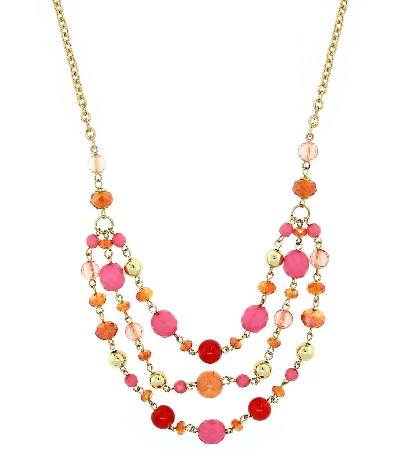 2028 Jewelry Lux Cut Crystal Beaded 3-Strand Necklace 16" + 3" Extender