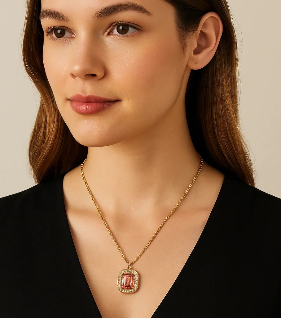 2028 Jewelry Octagon Pendant Necklace 16" + 3" Extender