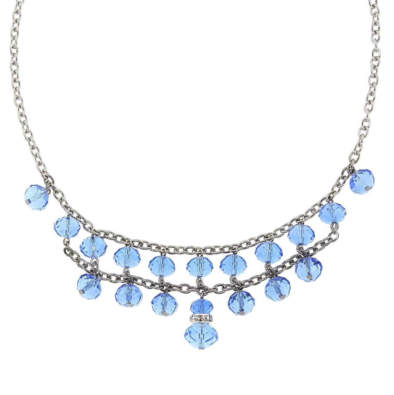 2028 Jewelry Two Row Lux Cut Beaded Drop Necklace 16" + 3" Extender