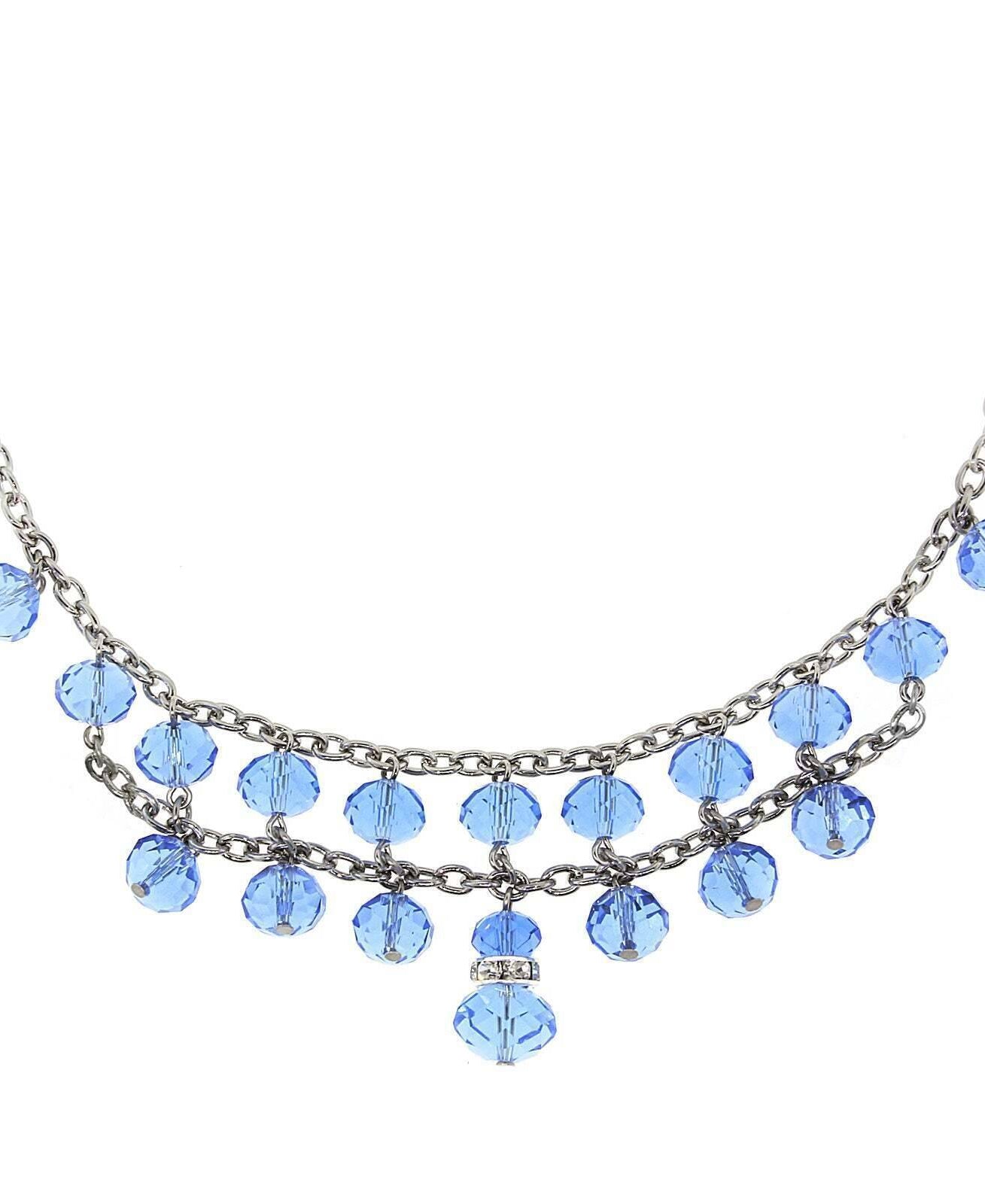 2028 Jewelry Two Row Lux Cut Beaded Drop Necklace 16" + 3" Extender