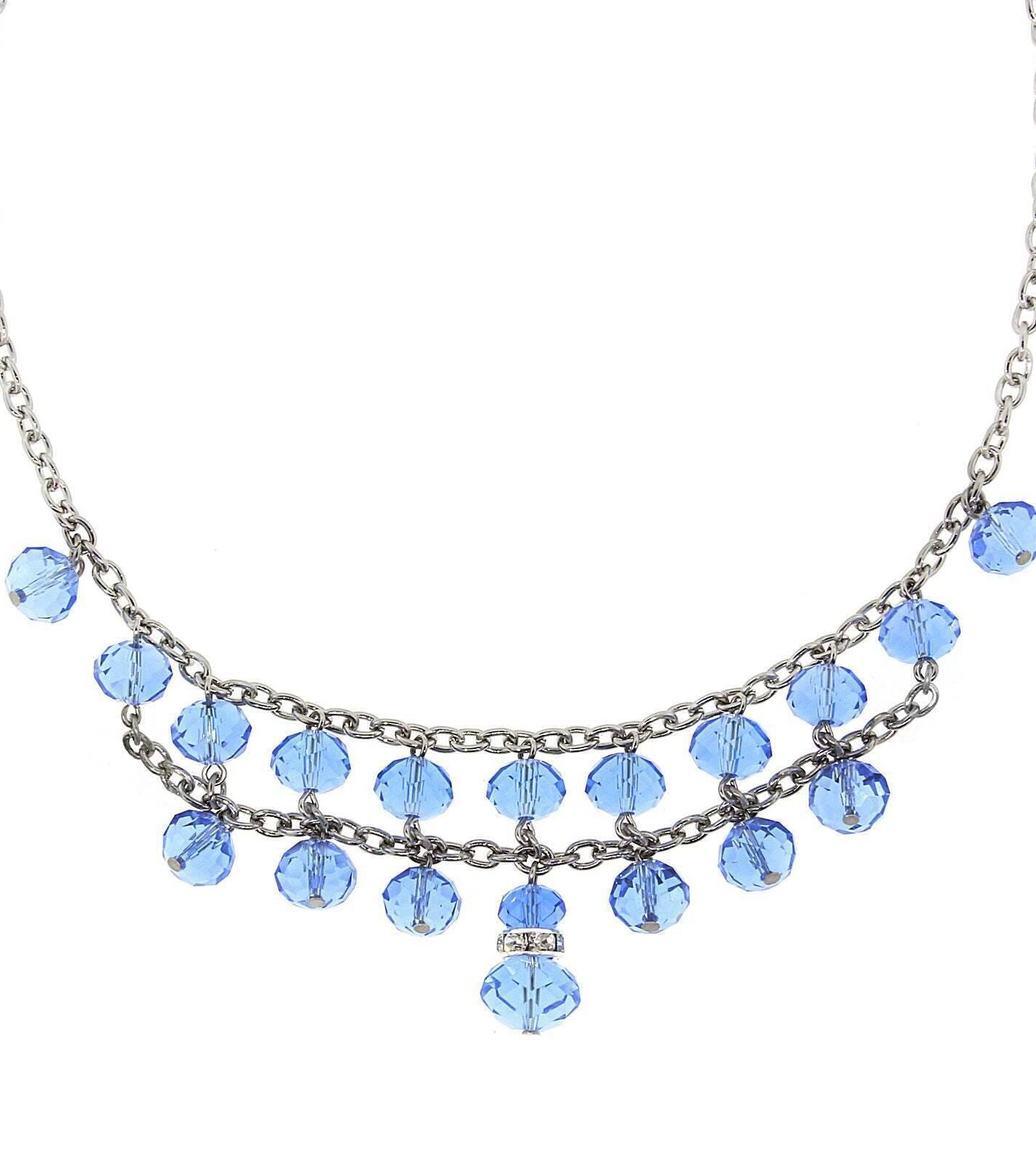 2028 Jewelry Two Row Lux Cut Beaded Drop Necklace 16" + 3" Extender