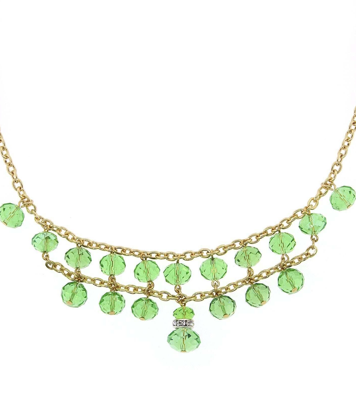 2028 Jewelry Two Row Lux Cut Beaded Drop Necklace 16" + 3" Extender