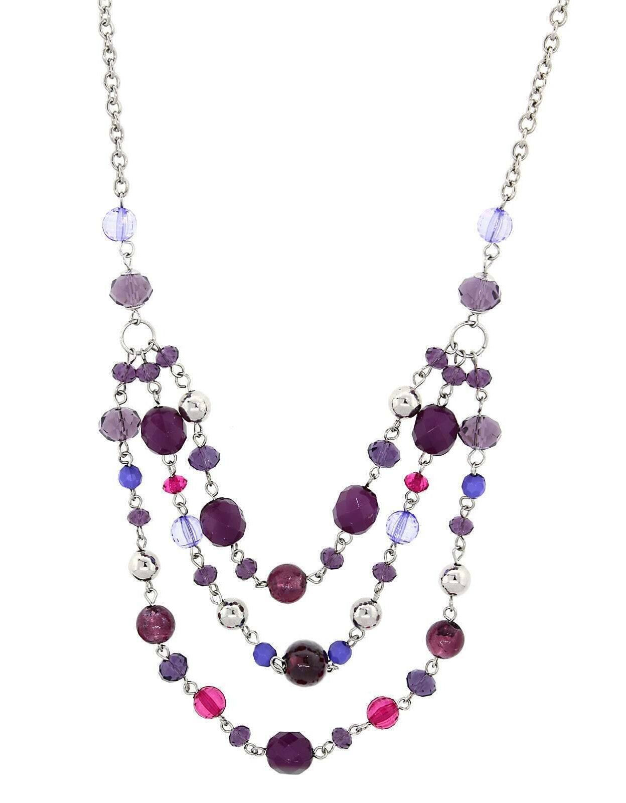 2028 Jewelry Lux Cut Crystal Beaded 3-Strand Necklace 16" + 3" Extender