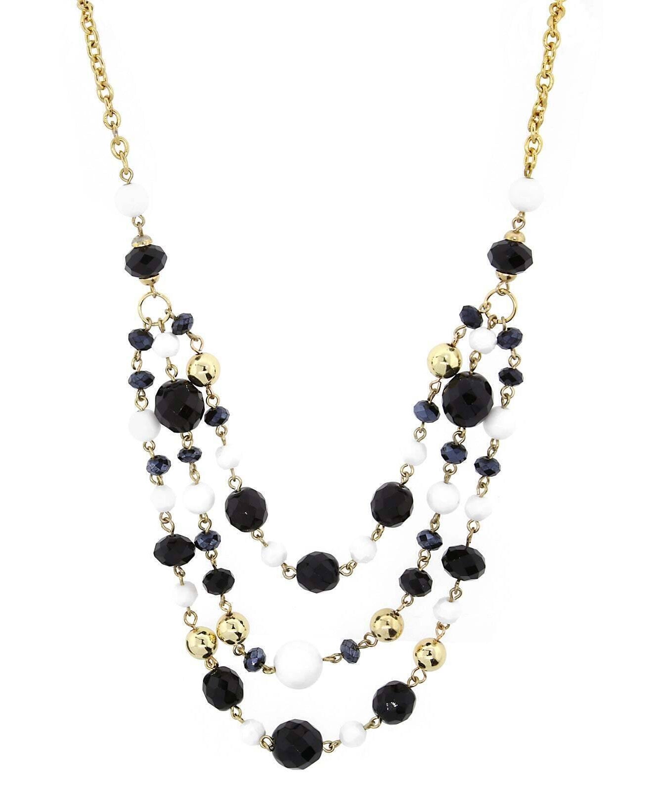 2028 Jewelry Lux Cut Crystal Beaded 3-Strand Necklace 16" + 3" Extender