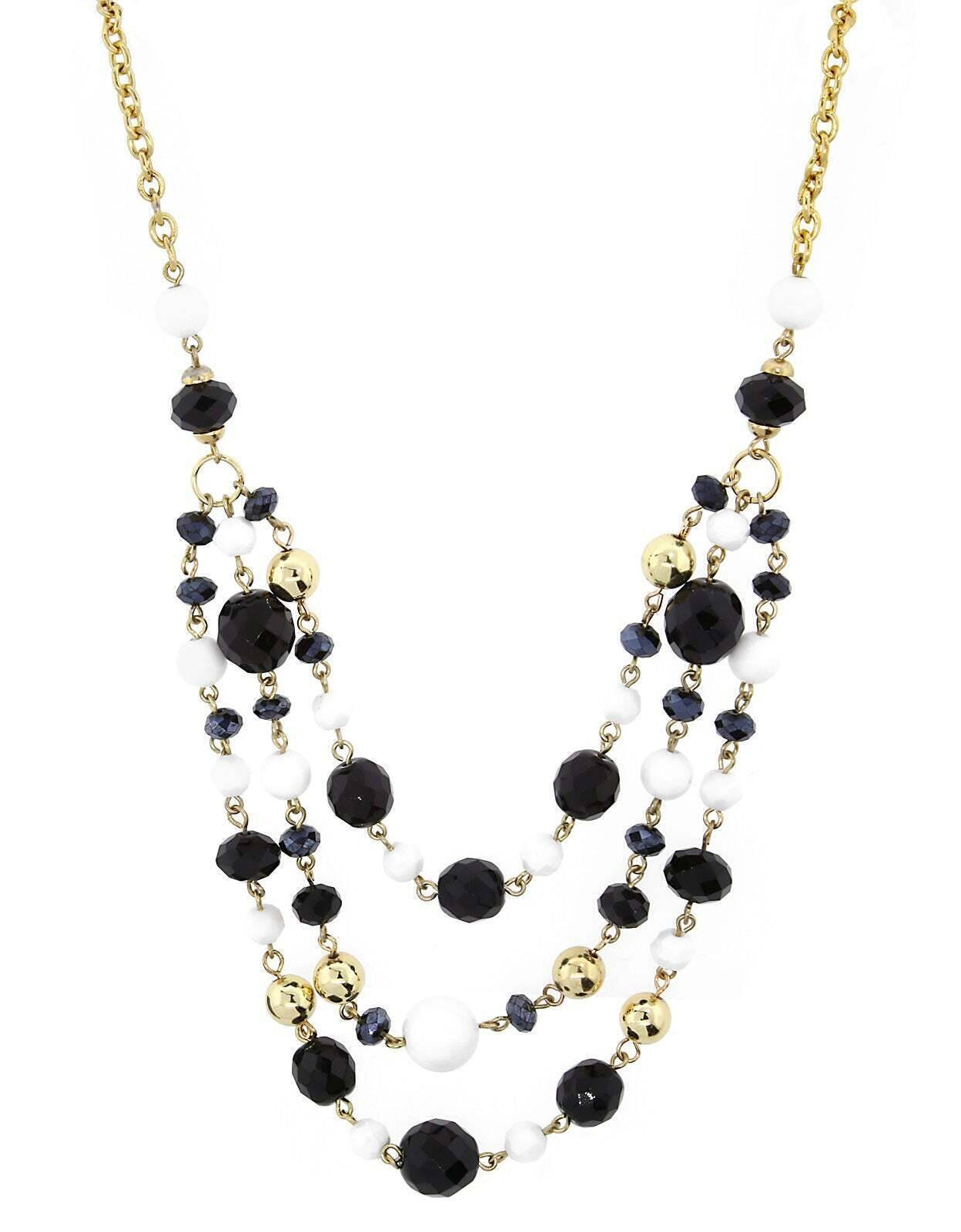 2028 Jewelry Lux Cut Crystal Beaded 3-Strand Necklace 16" + 3" Extender