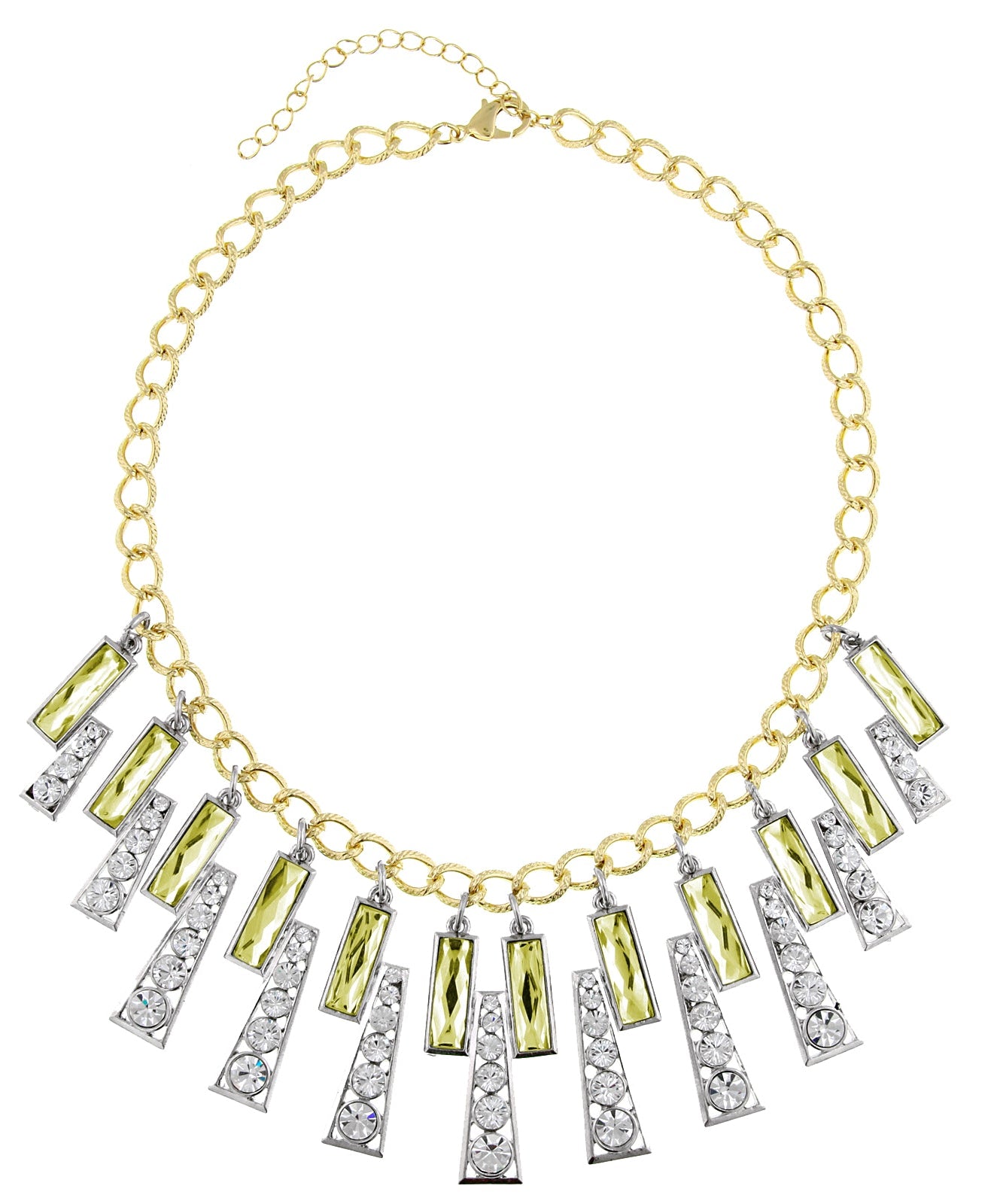 1928 Jewelry Gold And Crystal Wide Collar Bib Necklace 16" + 3" Extender