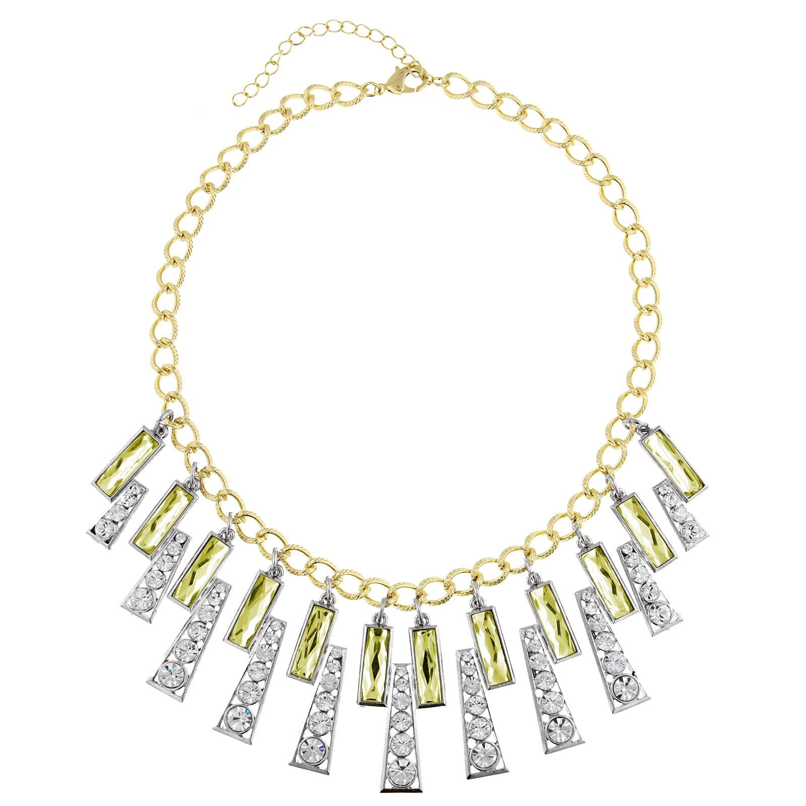 1928 Jewelry Gold And Crystal Wide Collar Bib Necklace 16" + 3" Extender