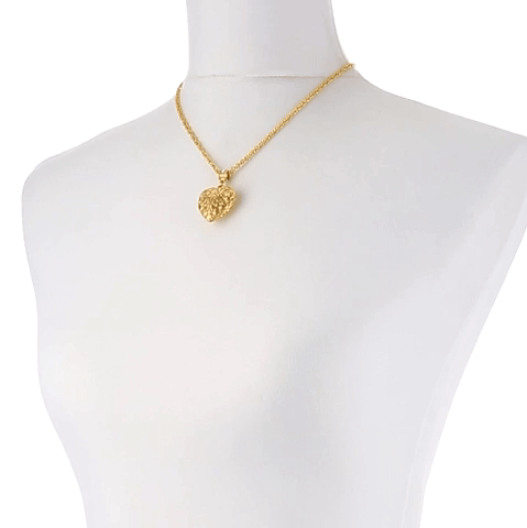 1928 Jewelry Filigree Heart With Austrian Crystal Accent Pendant Necklace 18"