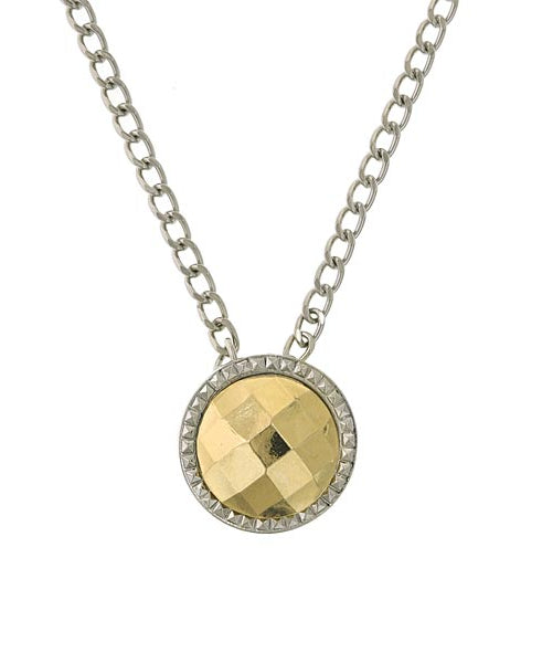 1928 Jewelry Fusion Lux Round Pendant Necklace 16" + 3" Extender