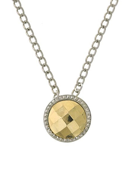 1928 Jewelry Fusion Lux Round Pendant Necklace 16" + 3" Extender