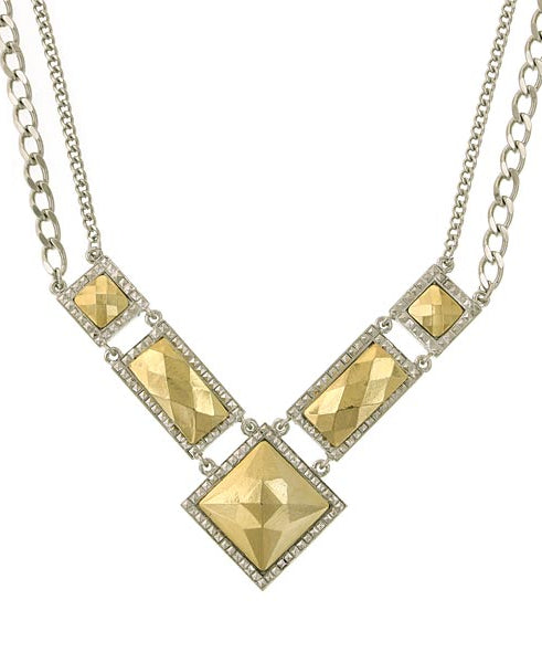 1928 Jewelry Fusion Lux Chevron Collar Necklace 16" + 3" Extender