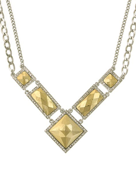 1928 Jewelry Fusion Lux Chevron Collar Necklace 16" + 3" Extender