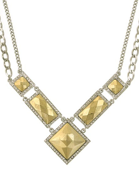 1928 Jewelry Fusion Lux Chevron Collar Necklace 16" + 3" Extender