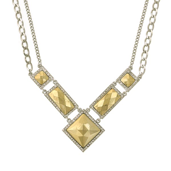 1928 Jewelry Fusion Lux Chevron Collar Necklace 16" + 3" Extender