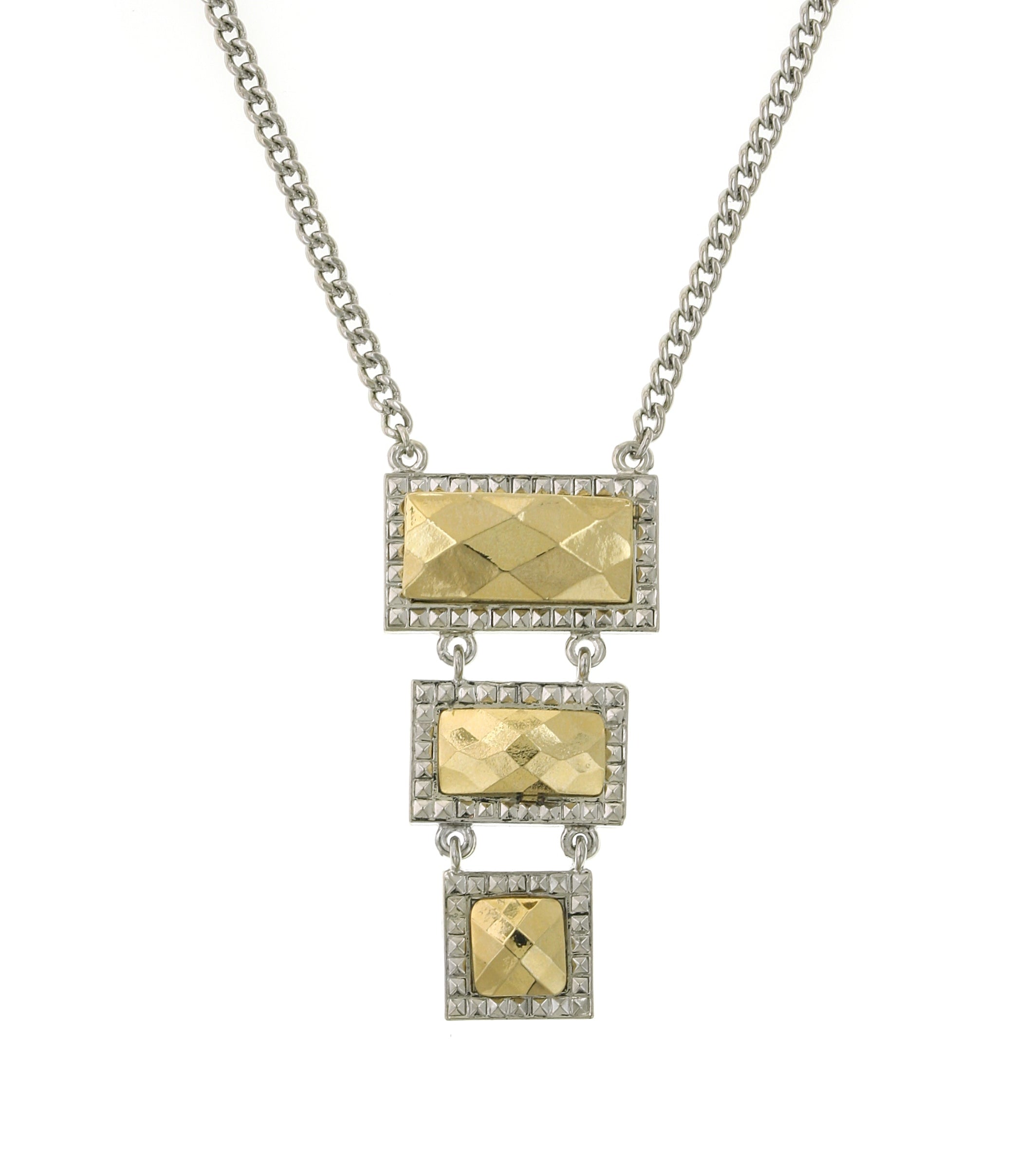 1928 Jewelry Fusion Lux 3 Drop Linear Necklace 16" + 3" Extender