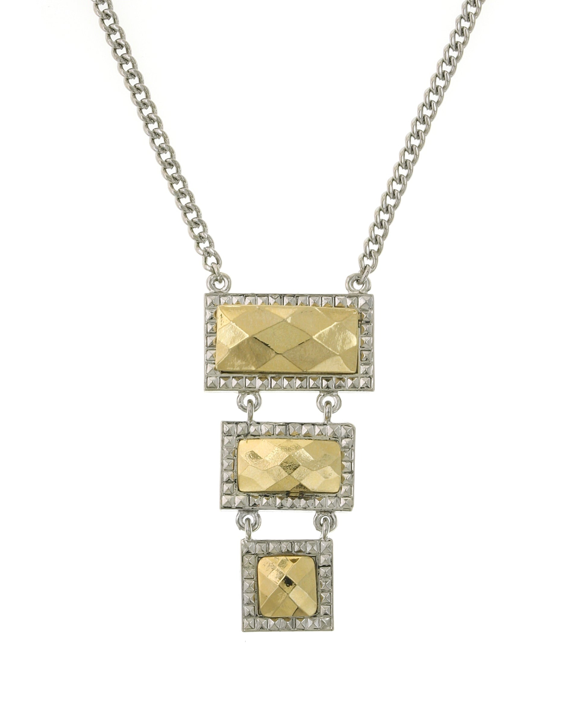 1928 Jewelry Fusion Lux 3 Drop Linear Necklace 16" + 3" Extender