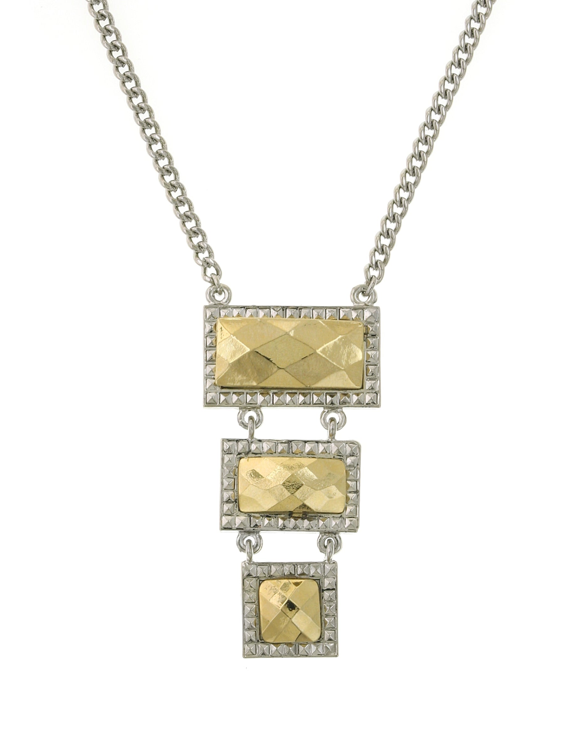 1928 Jewelry Fusion Lux 3 Drop Linear Necklace 16" + 3" Extender