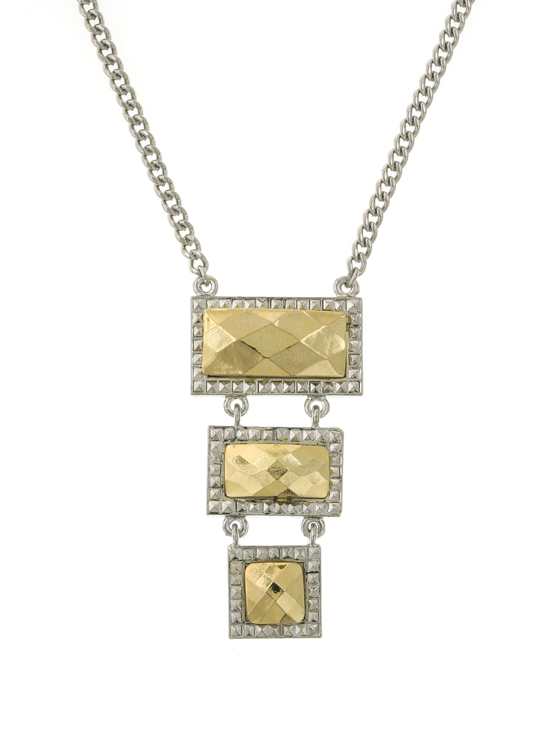 1928 Jewelry Fusion Lux 3 Drop Linear Necklace 16" + 3" Extender