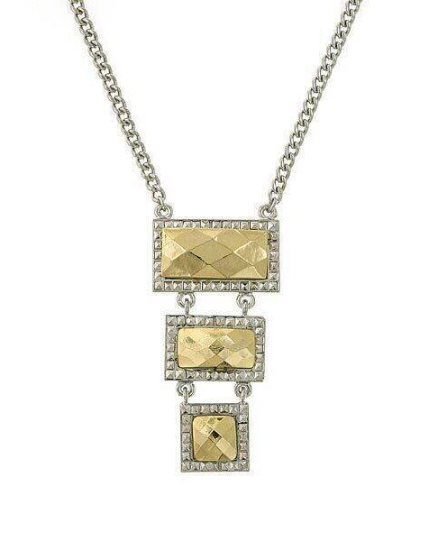 1928 Jewelry Fusion Lux 3 Drop Linear Necklace 16" + 3" Extender