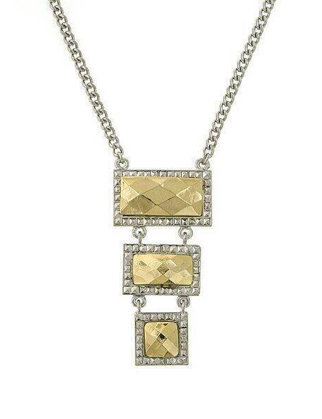 1928 Jewelry Fusion Lux 3 Drop Linear Necklace 16" + 3" Extender