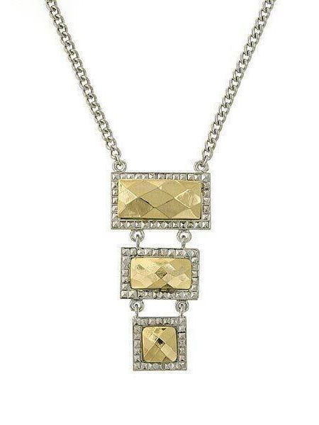 1928 Jewelry Fusion Lux 3 Drop Linear Necklace 16" + 3" Extender