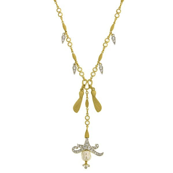 Antiquities Couture Empress Crystal Baroque Faux Pearl Necklace 16" + 3" Extender