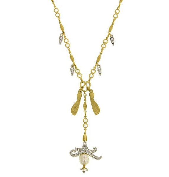 Antiquities Couture Empress Crystal Baroque Faux Pearl Necklace 16" + 3" Extender