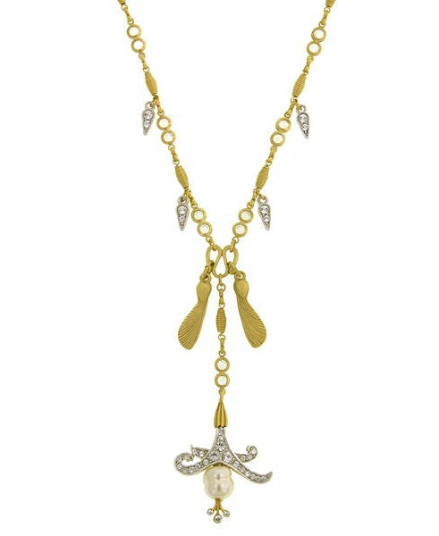 Antiquities Couture Empress Crystal Baroque Faux Pearl Necklace 16" + 3" Extender