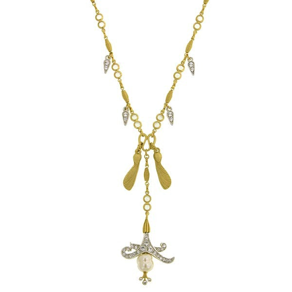 Antiquities Couture Empress Crystal Baroque Faux Pearl Necklace 16" + 3" Extender