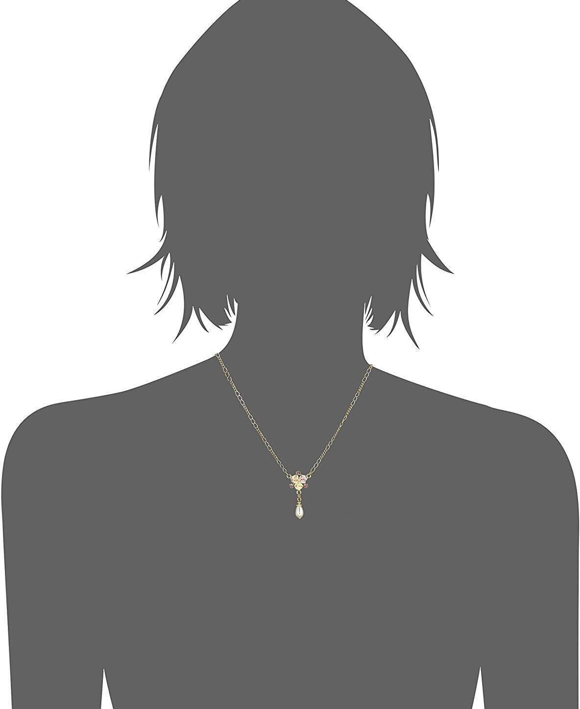 1928 Bridal Crystal Ivory And Pink Porcelain Rose Faux Pearl Necklace 16" + 3" Extender