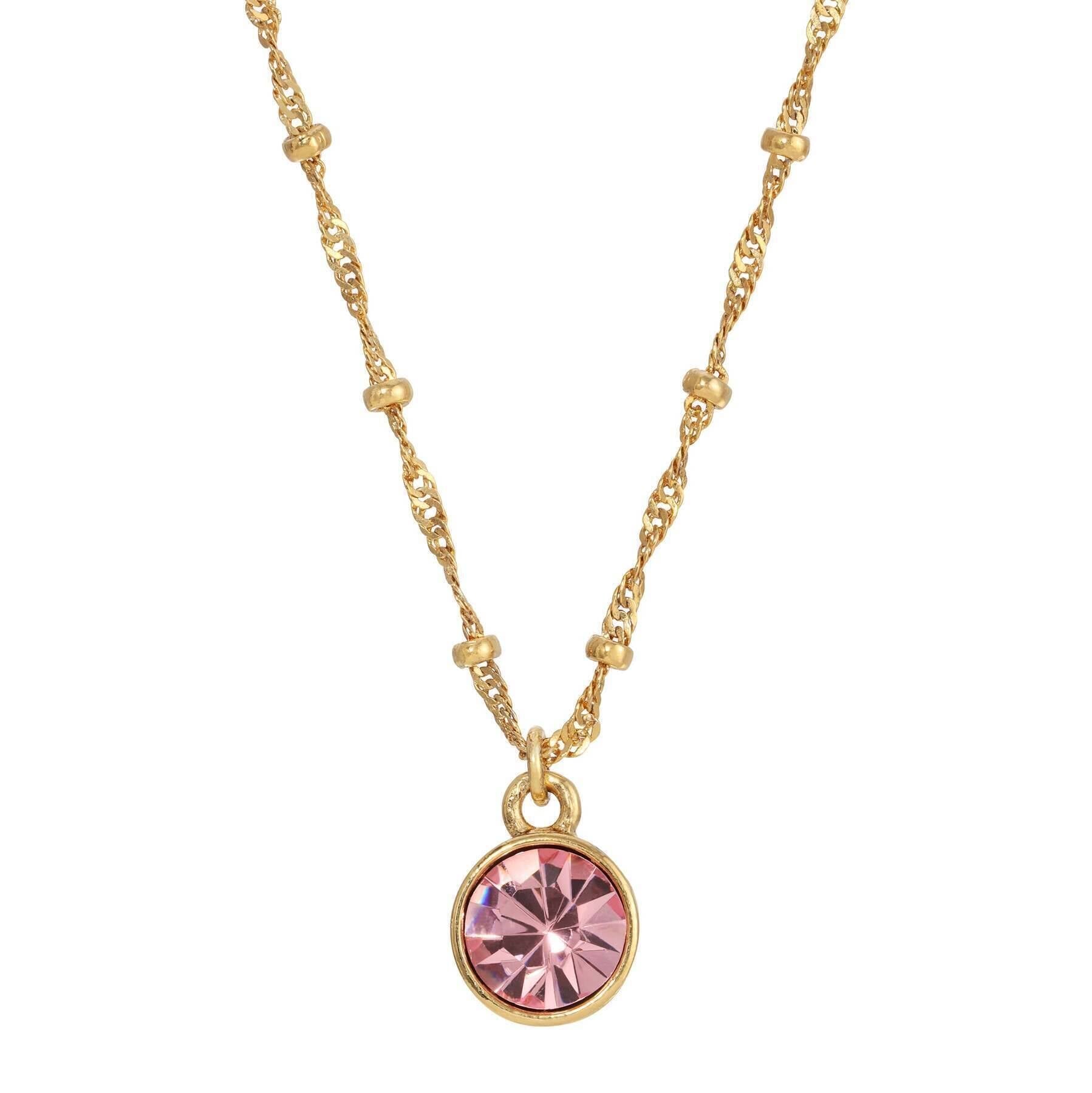 1928 Jewelry Round Crystal Dainty Pendant Necklace 16" + 3" Extender