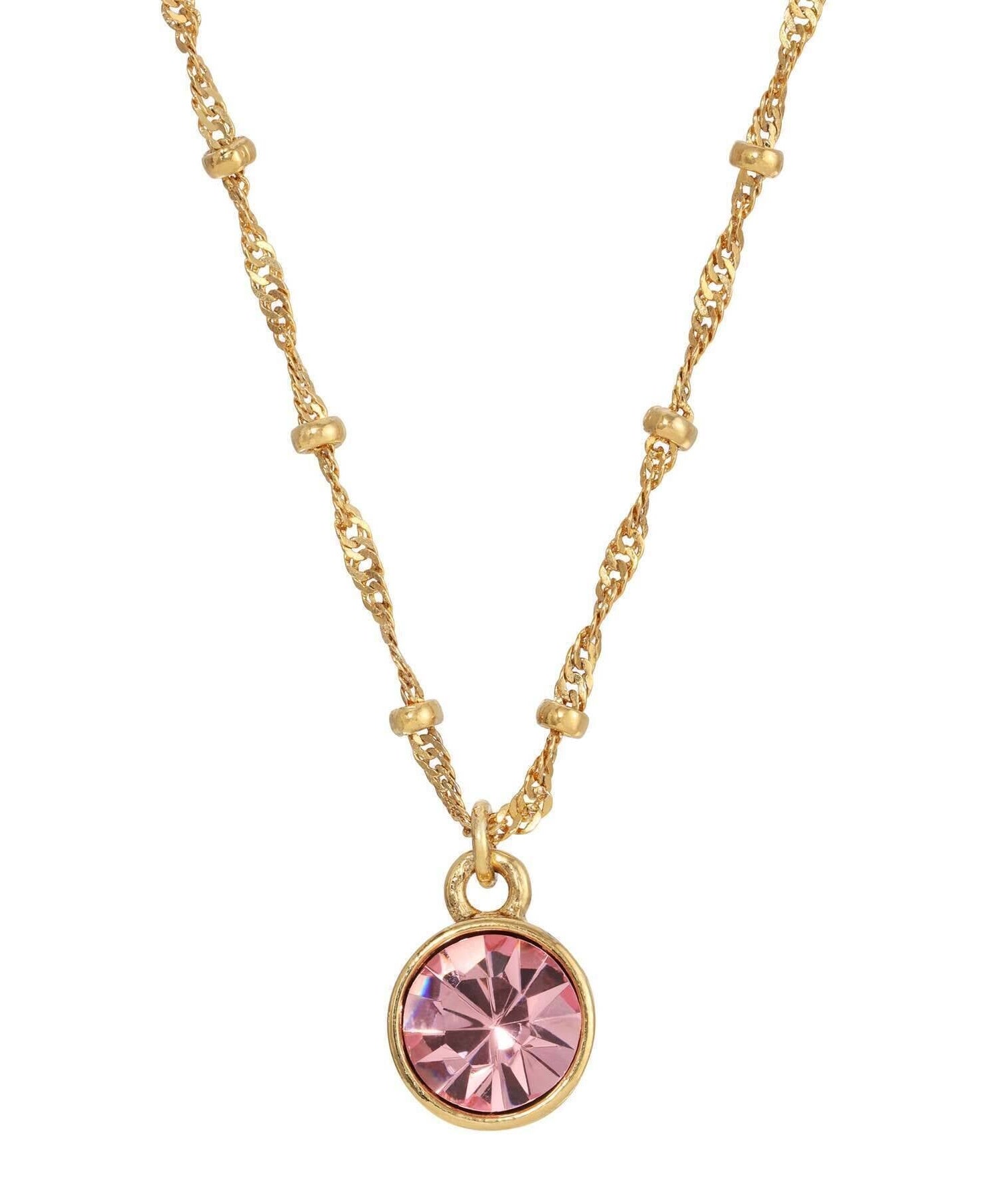 1928 Jewelry Round Crystal Dainty Pendant Necklace 16" + 3" Extender