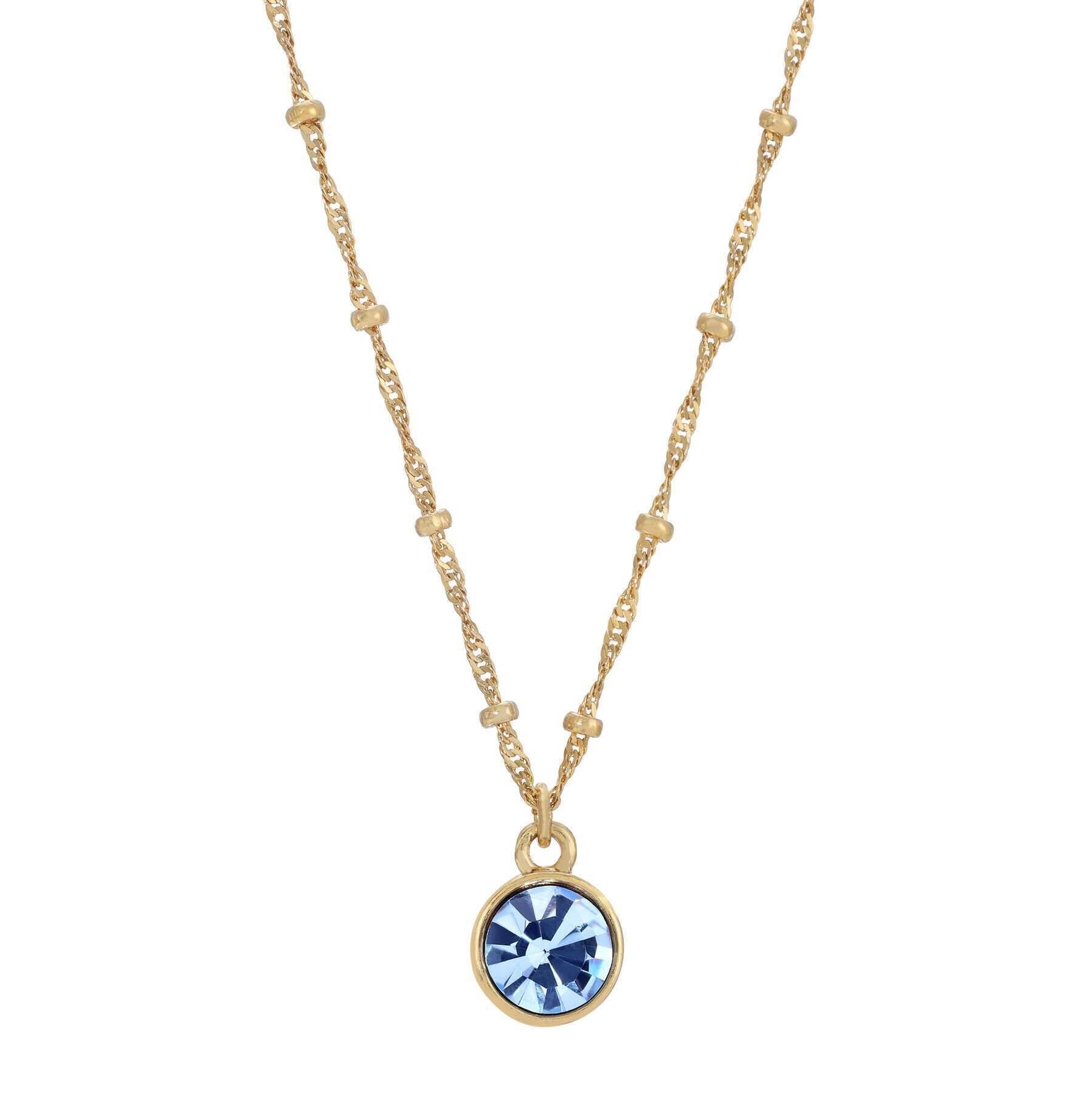 1928 Jewelry Round Crystal Dainty Pendant Necklace 16" + 3" Extender