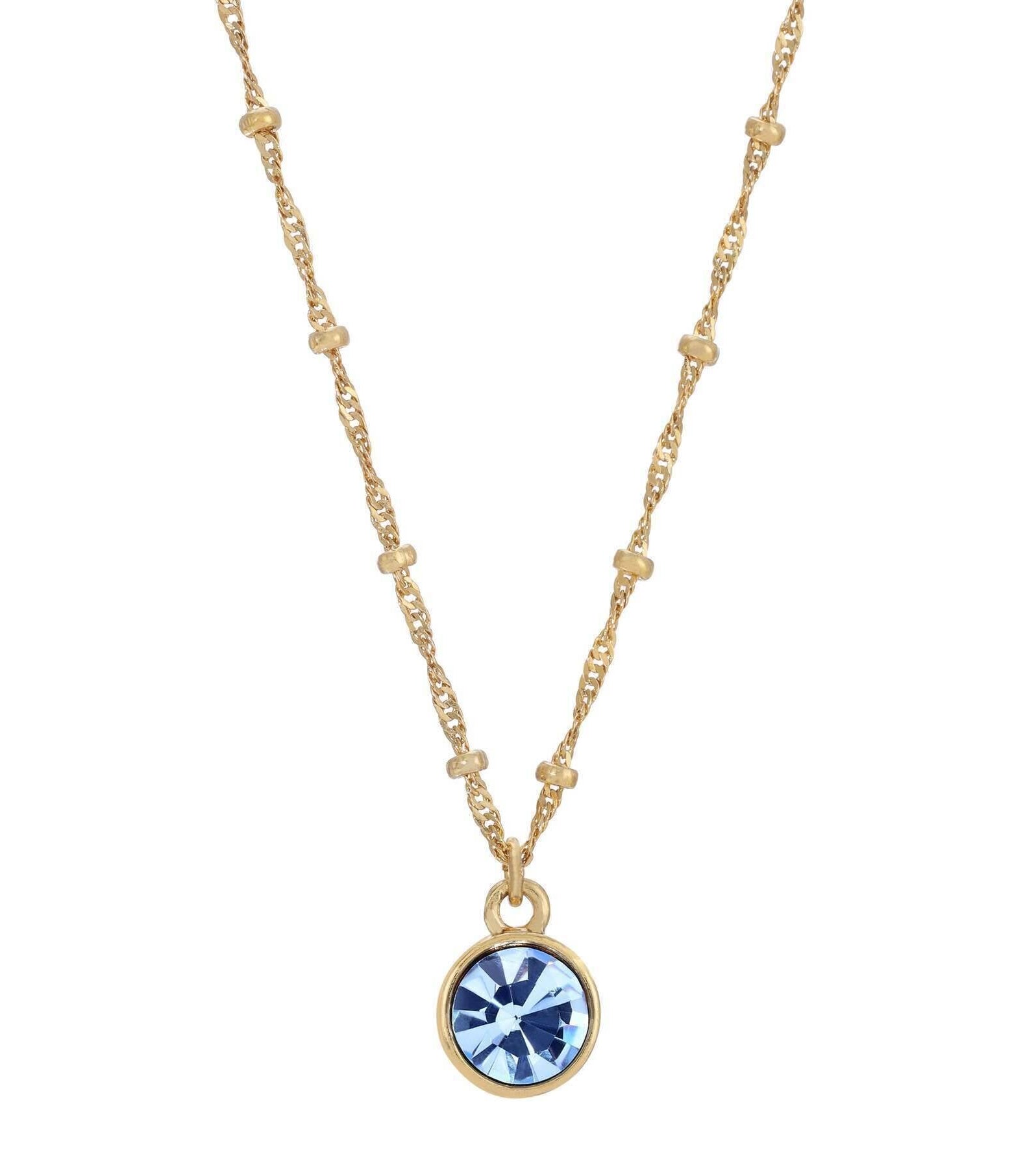 1928 Jewelry Round Crystal Dainty Pendant Necklace 16" + 3" Extender