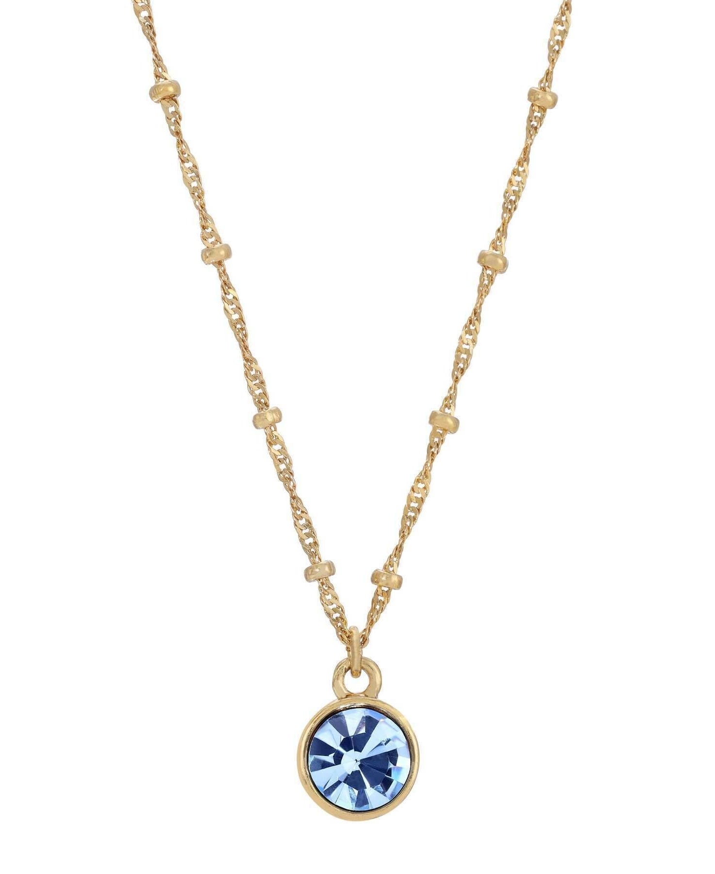 1928 Jewelry Round Crystal Dainty Pendant Necklace 16" + 3" Extender