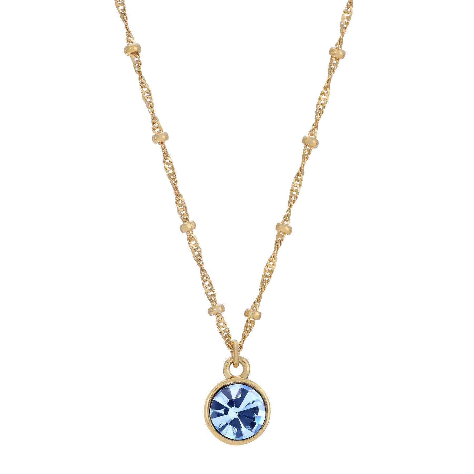 1928 Jewelry Round Crystal Dainty Pendant Necklace 16" + 3" Extender