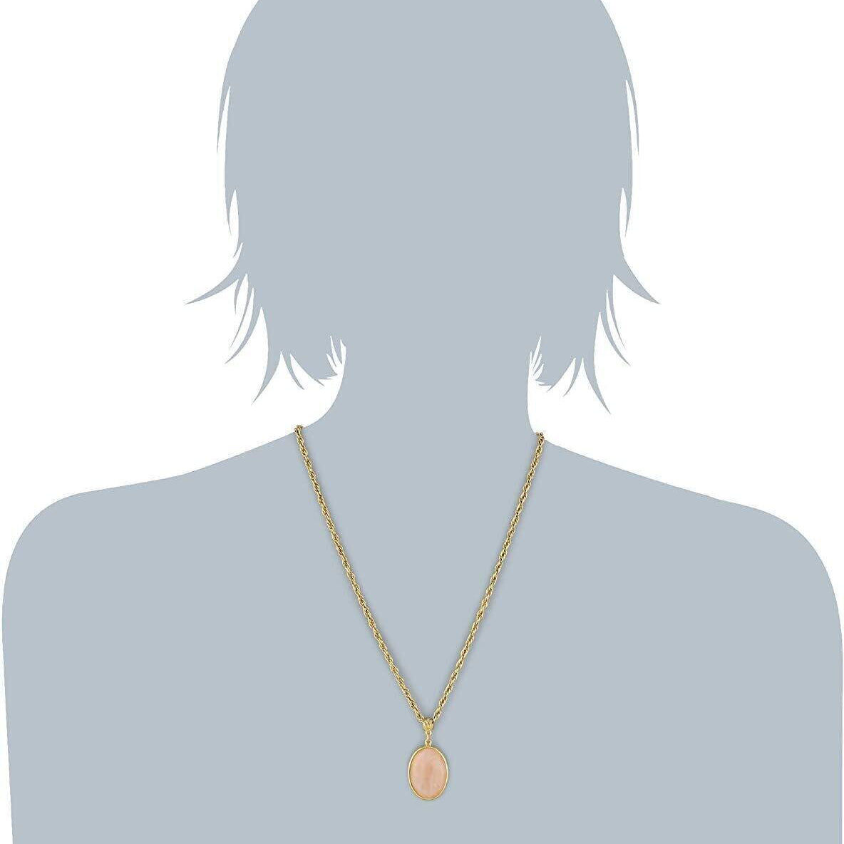 1928 Jewelry Genuine Gemstone Oval Pendant Necklace 16" + 3" Extender