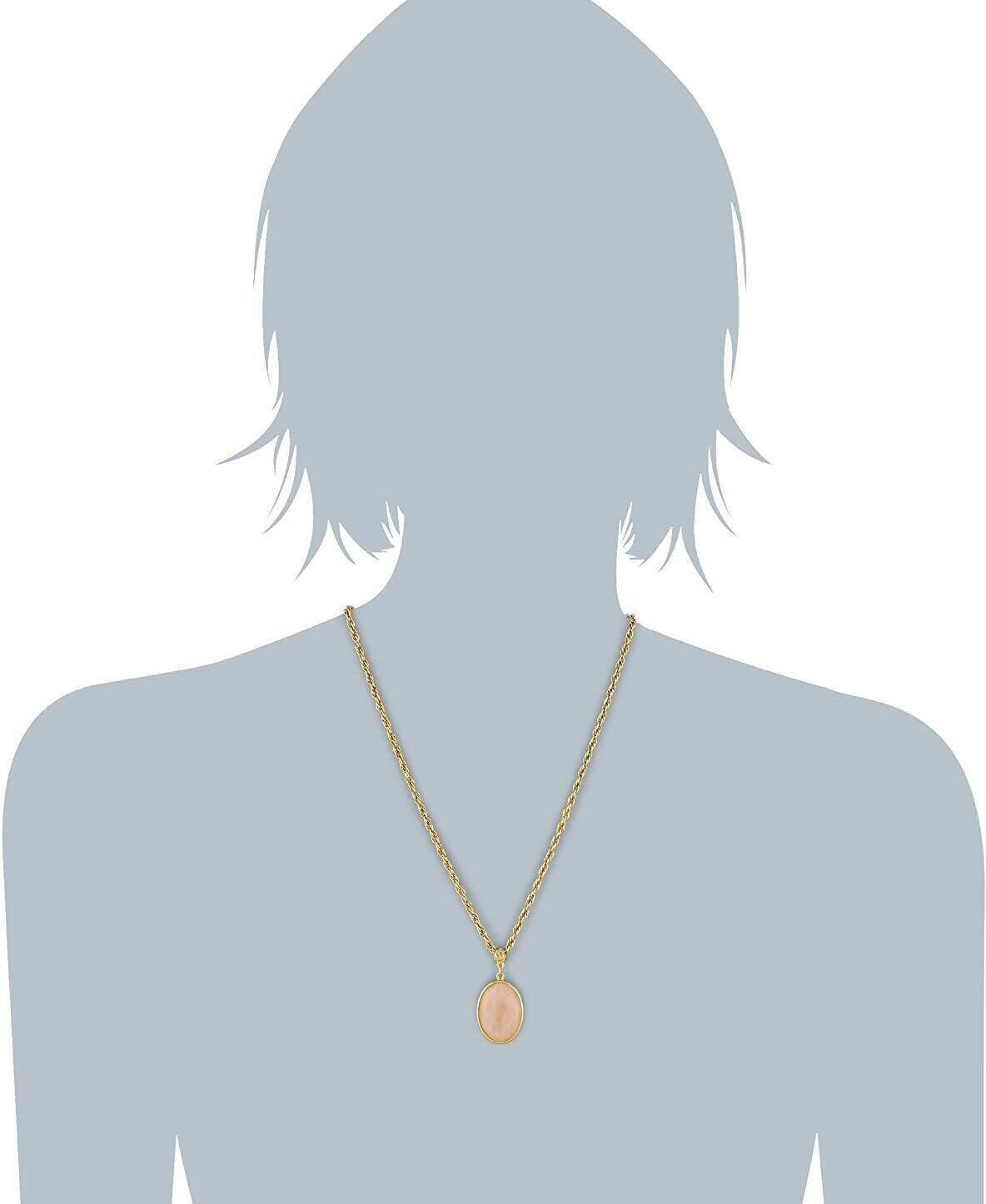 1928 Jewelry Genuine Gemstone Oval Pendant Necklace 16" + 3" Extender