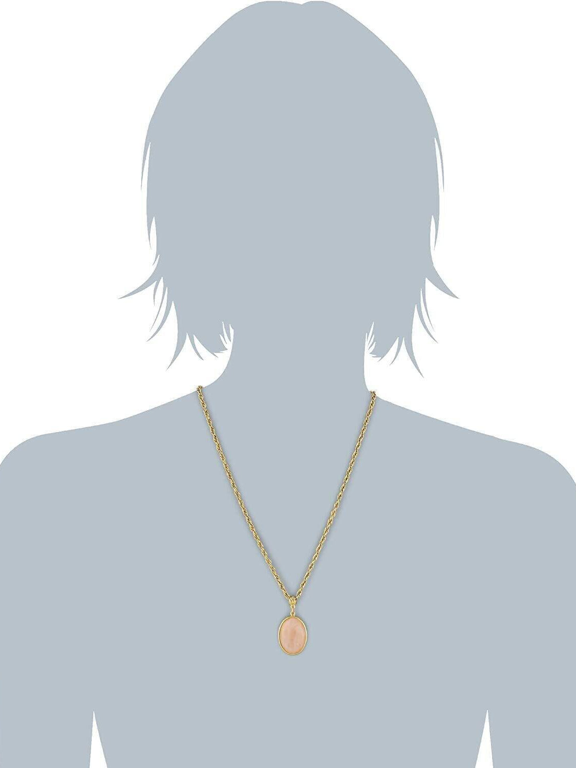 1928 Jewelry Genuine Gemstone Oval Pendant Necklace 16" + 3" Extender