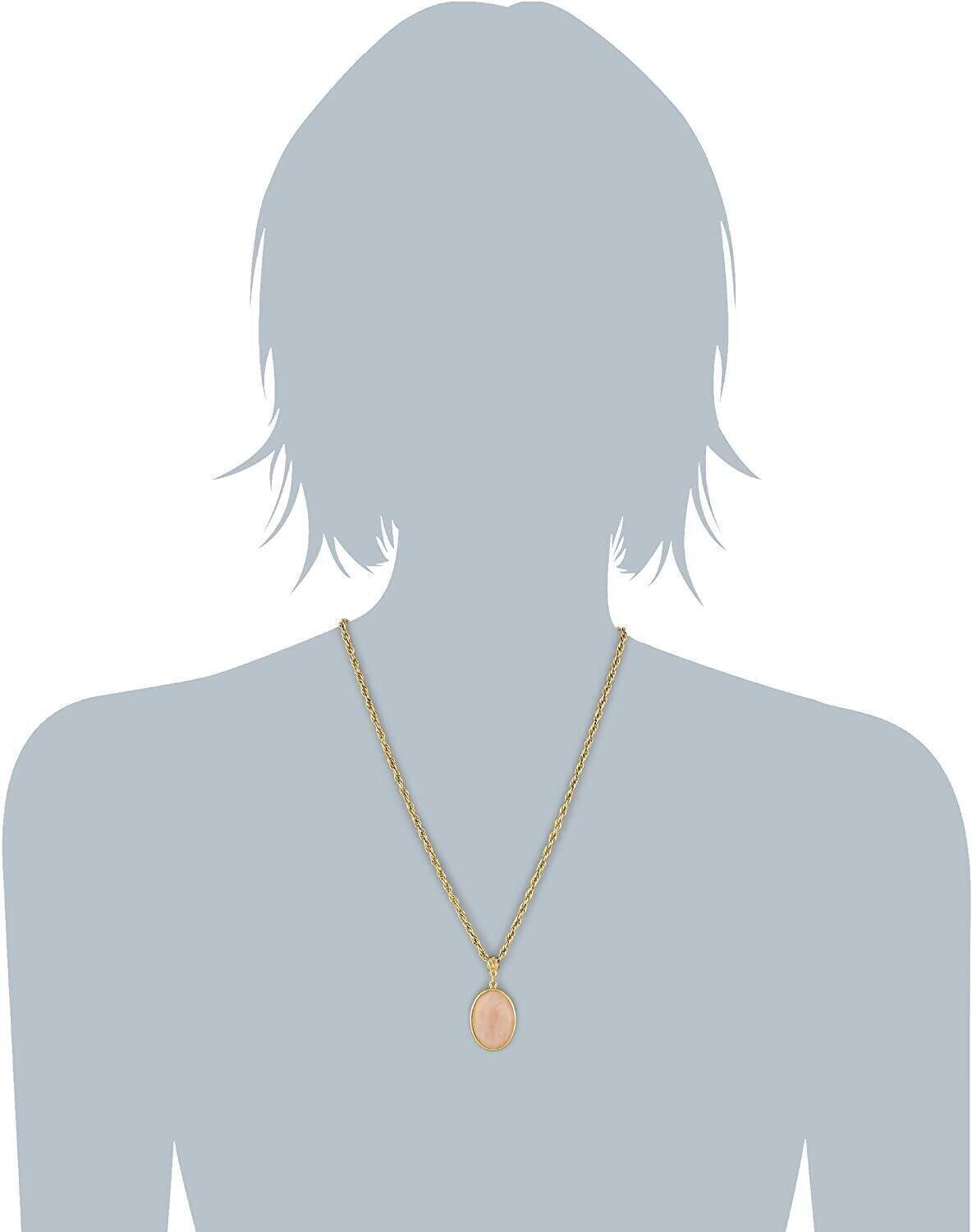 1928 Jewelry Genuine Gemstone Oval Pendant Necklace 16" + 3" Extender