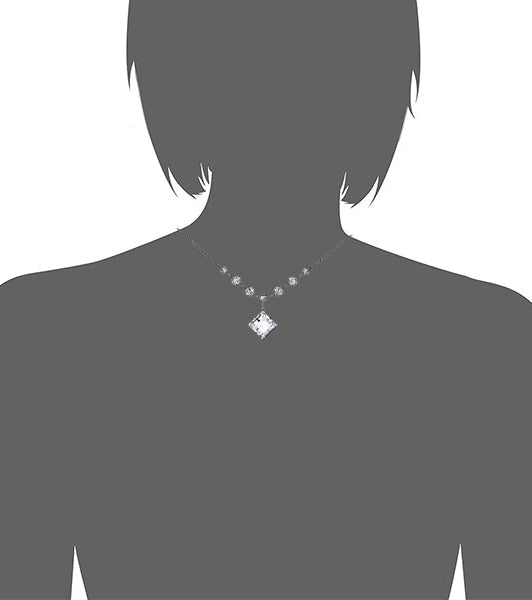 1928 Bridal Genuine Austrian Crystal Diamond Shape Pendant Necklace 16" + 3" Extender