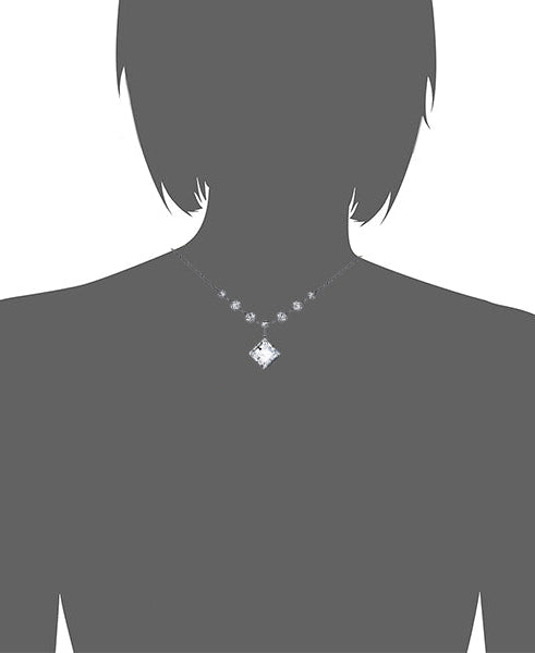 1928 Bridal Genuine Austrian Crystal Diamond Shape Pendant Necklace 16" + 3" Extender