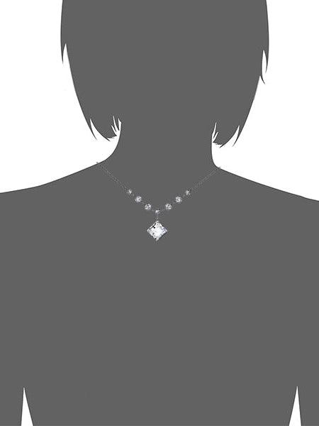 1928 Bridal Genuine Austrian Crystal Diamond Shape Pendant Necklace 16" + 3" Extender