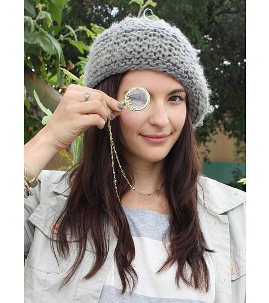 1928 Jewelry Floral Crystal Magnifying Glass Necklace 30" - Magnification Power: 2X