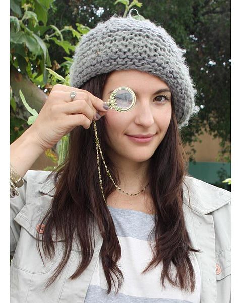 1928 Jewelry Floral Crystal Magnifying Glass Necklace 30" - Magnification Power: 2X