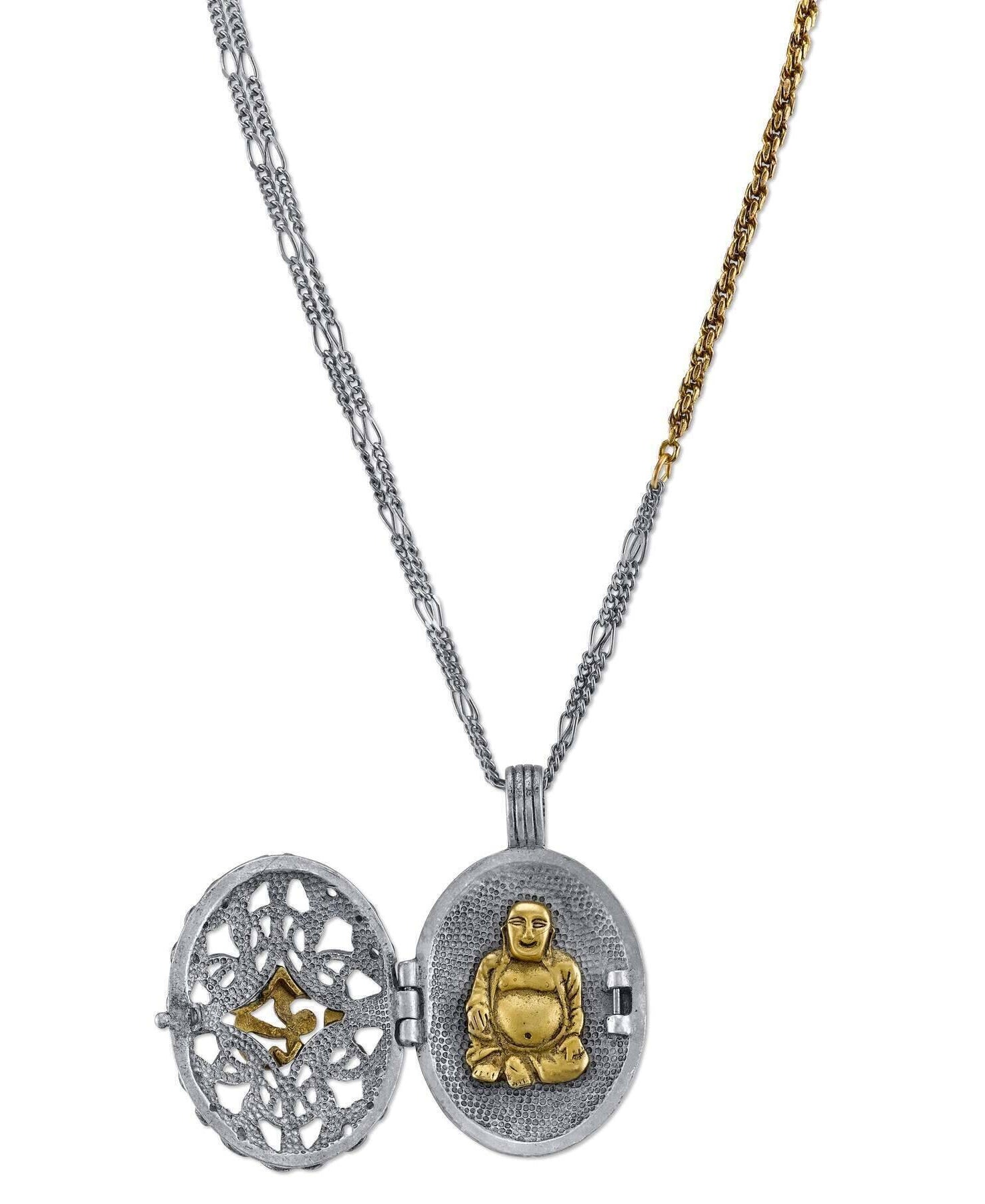 T.R.U. Ohm Filigree With Enclosed Buddha Locket Necklace 36"